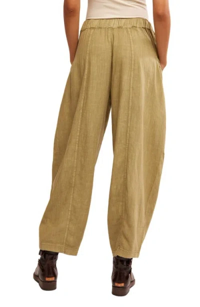 Free People High Road Pull-on Linen Blend Barrel Pants In Green