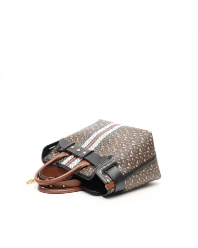 Burberry E Canvas Monogram Stripe Belt Tote Bag In Multi