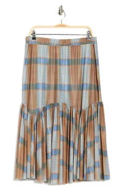 By Design Playa Plaid Maxi Skirt In Green