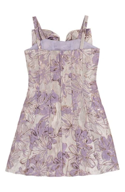 Rare Editions Kids' Metallic Brocade Bow Party Dress In Purple