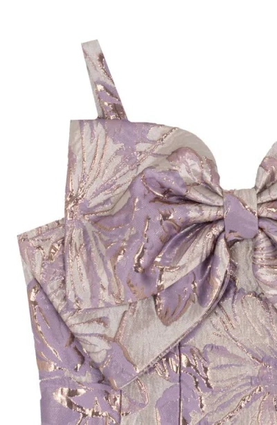 Rare Editions Kids' Metallic Brocade Bow Party Dress In Purple