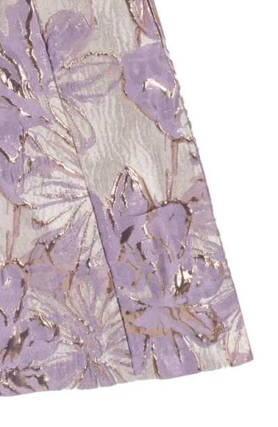 Rare Editions Kids' Metallic Brocade Bow Party Dress In Purple