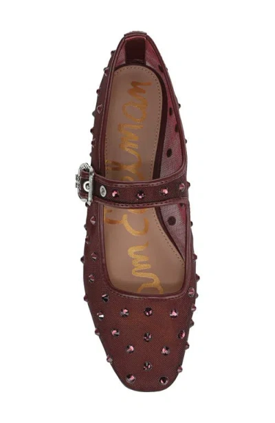 Sam Edelman Michaela Shine Mary Jane Flat In Burgundy