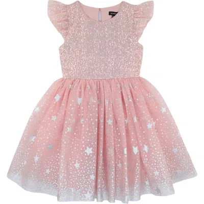 Zunie Kids' Sequin Tiered Party Dress In Pink