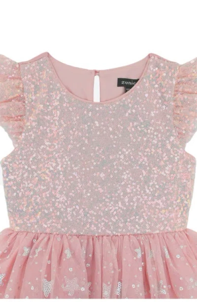 Zunie Kids' Sequin Tiered Party Dress In Pink