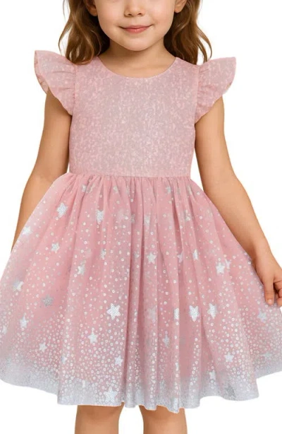 Zunie Kids' Sequin Tiered Party Dress In Pink