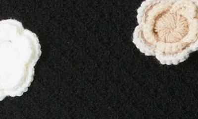 Alice And Olivia Alice + Olivia Selma Floral Appliqué Stretch Wool Crochet Cardigan In Black