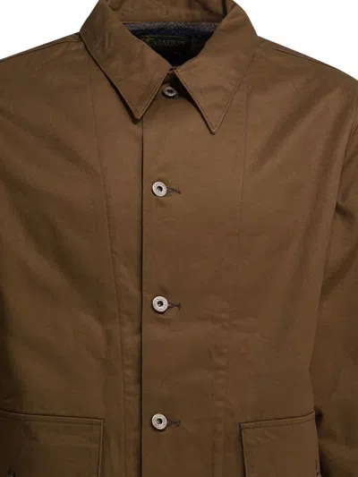 Buzz Rickson's "aviation Associates" Overshirt Jacket In Brown