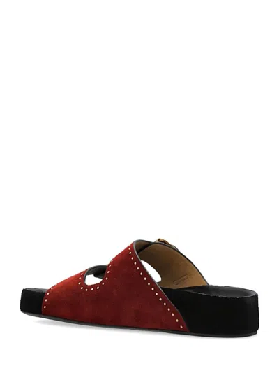 Isabel Marant Lennyo Suede Buckle Sandals In Red