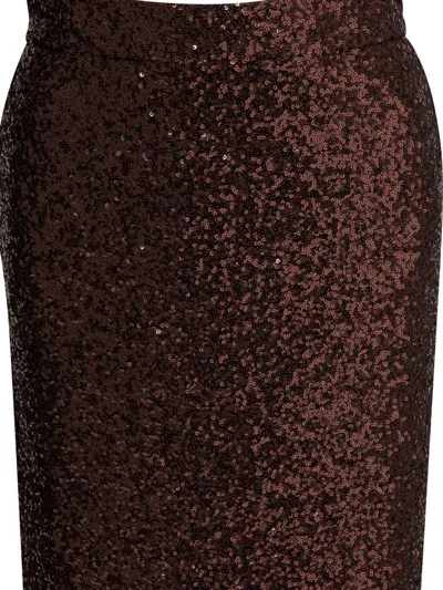 Semper Sequined Midi Skirt Skirts Brown In Metallic