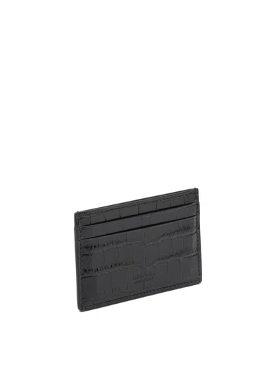 Tom Ford Crocodile-print Leather Card Holder In Black