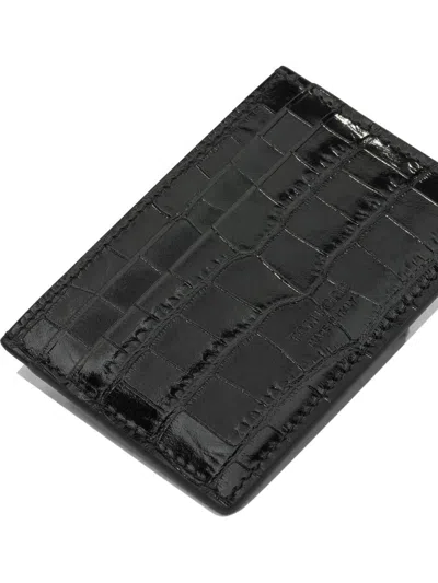 Tom Ford Crocodile-print Leather Card Holder In Black