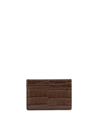 Tom Ford Shiny Printed Croc Exotic Line Classic Card Holder In Brown