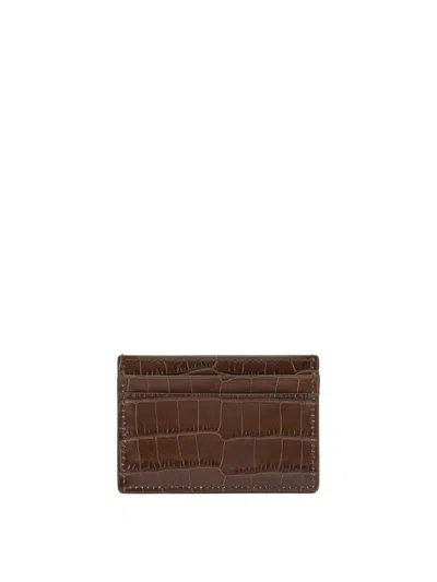 Tom Ford Shiny Printed Croc Exotic Line Classic Card Holder In Brown