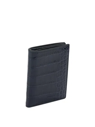 Tom Ford "exotic Line" Folding Card Holder In Blue