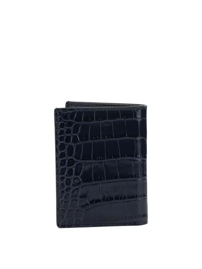 Tom Ford "exotic Line" Folding Card Holder In Blue