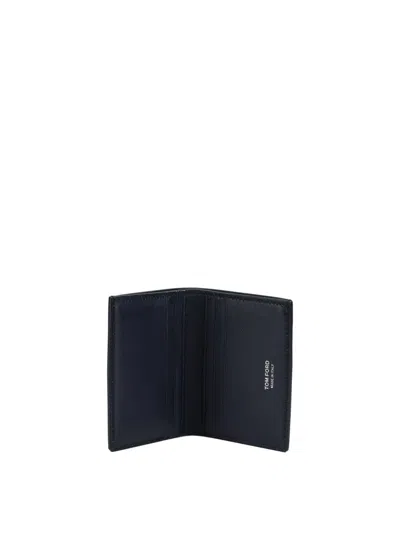 Tom Ford "exotic Line" Folding Card Holder In Blue