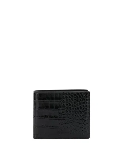 Tom Ford Crocodile Print Leather Wallet In Black