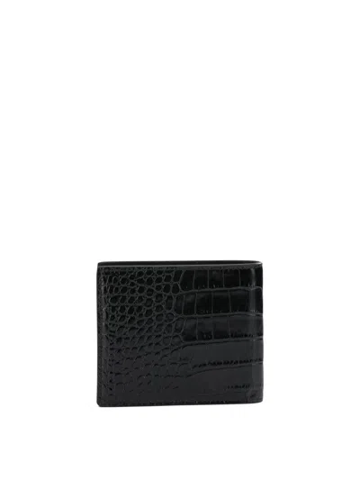 Tom Ford Crocodile Print Leather Wallet In Black