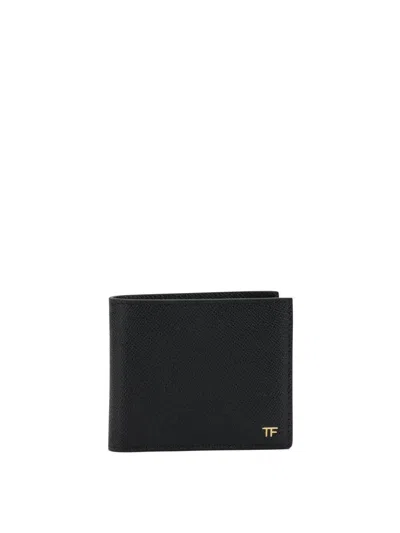 Tom Ford Small Grain Leather Bifold Wallet In Black