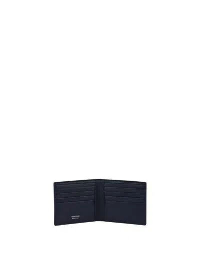 Tom Ford Crocodile Print Leather Wallet In Blue