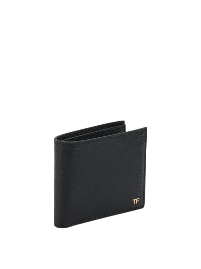 Tom Ford Small Grain Leather Bifold Wallet In Black