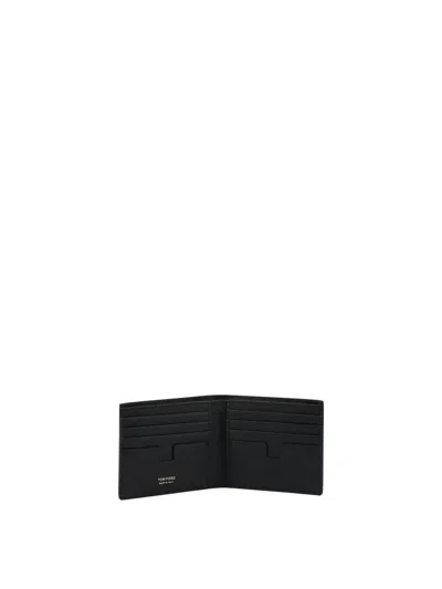 Tom Ford Small Grain Leather Bifold Wallet In Black