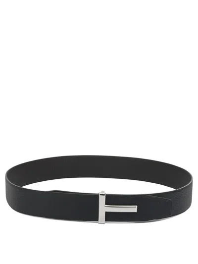 Tom Ford Logo Reversible Belt Belts Multicolor In Black