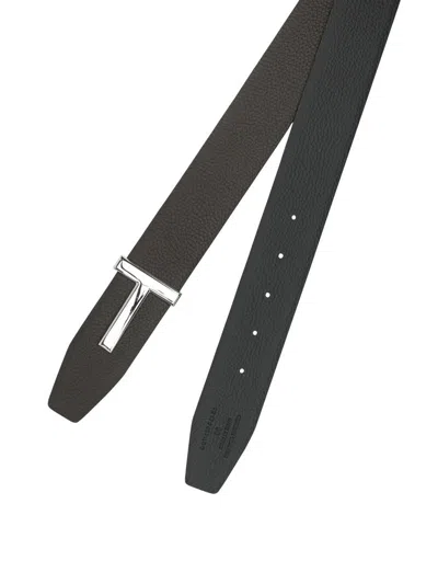 Tom Ford Logo Reversible Belt Belts Multicolor In Black