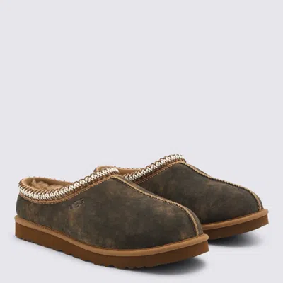 Ugg Chestnut Brown Suede Leather Tasman Ii Slippers In Green