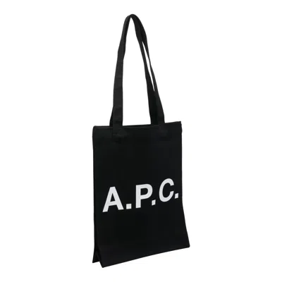 Apc A.p.c. Black Canvas Lou Shopping Bag In Black
