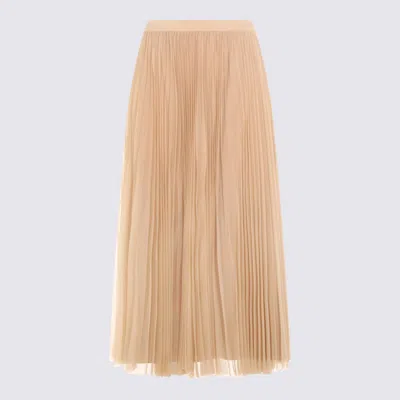 Fabiana Filippi Layered Pleated Skirt Sheer Overlay Midi In Gold