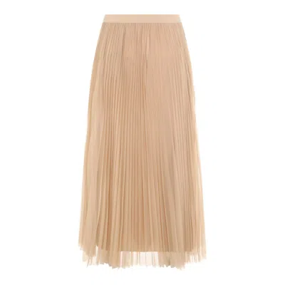 Fabiana Filippi Layered Pleated Skirt Sheer Overlay Midi In Gold