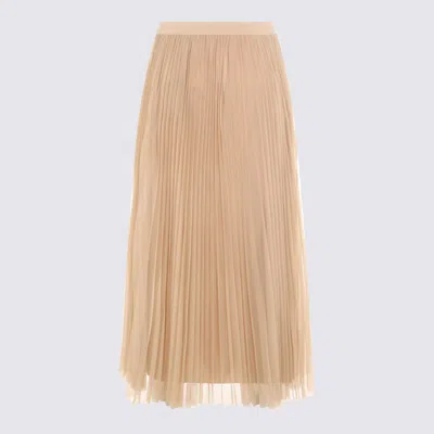 Fabiana Filippi Layered Pleated Skirt Sheer Overlay Midi In Gold