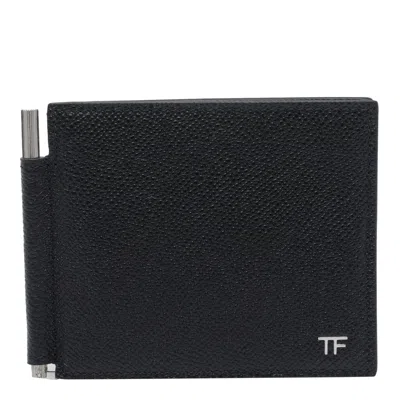 Tom Ford Money-clip Leather Wallet In Black