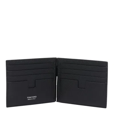 Tom Ford Money-clip Leather Wallet In Black