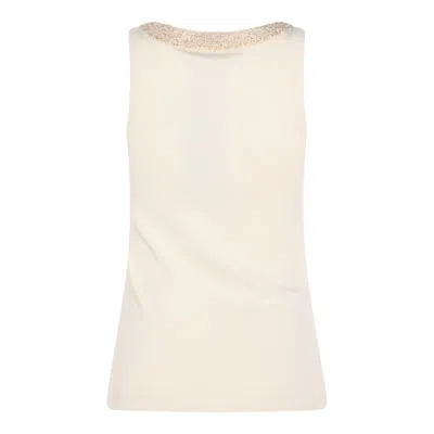 Fabiana Filippi Sleeveless Top Embellished Neckline Detail In White
