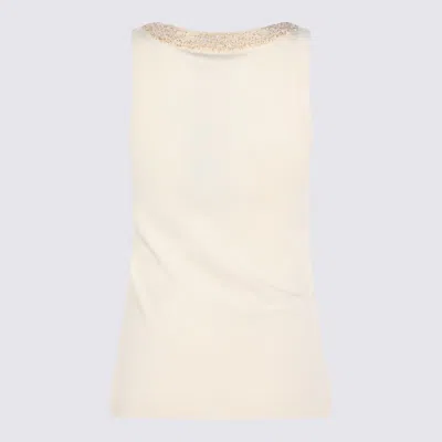 Fabiana Filippi Sleeveless Top Embellished Neckline Detail In White