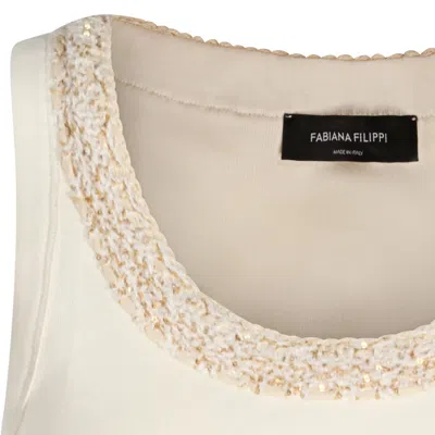 Fabiana Filippi Sleeveless Top Embellished Neckline Detail In White