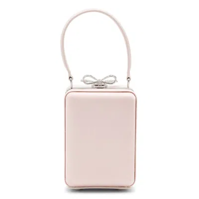 Self-portrait Pink Clutch Bag With All-over Floral Details And Metallic Bow In Satin Woman In Pink