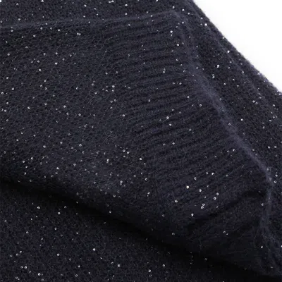 Fabiana Filippi Rectangular Scarf Sparkling Finish Knit Texture In Black