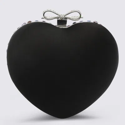 Self-portrait Multicolor Heart Shaped Clutch With Pearl Embellishments And Bow Detail In Tech Fabric Woman In Multi