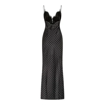 Self-portrait Self Portrait Polka Dot Long Dress In Black