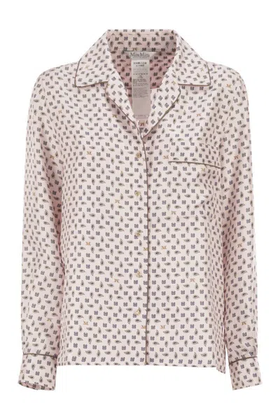 Max Mara Long Sleeve Top All Over Print Nylon In Pink