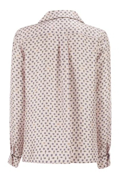 Max Mara Long Sleeve Top All Over Print Nylon In Pink