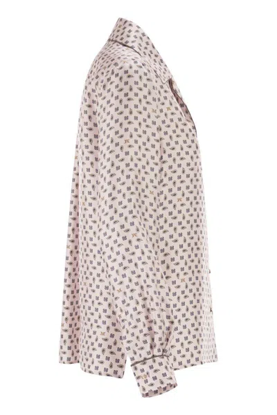 Max Mara Long Sleeve Top All Over Print Nylon In Pink