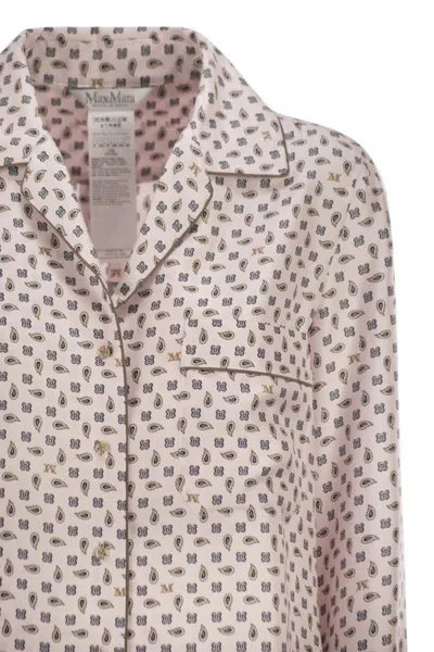 Max Mara Long Sleeve Top All Over Print Nylon In Pink