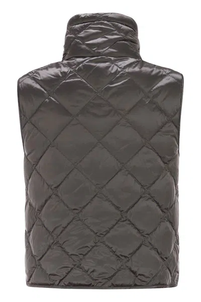 Max Mara The Cube Tegic - Drip-proof Canvas Padded Waistcoat In Gray