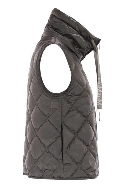 Max Mara The Cube Tegic - Drip-proof Canvas Padded Waistcoat In Gray