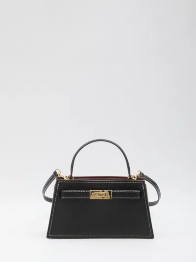 Tory Burch Lee Radziwill Mini Leather Handbag In Black